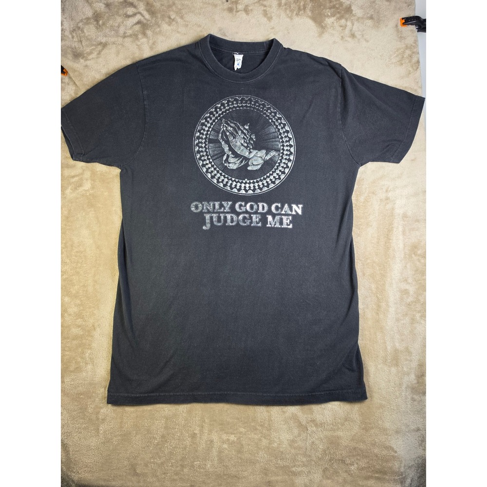 Flying Horse Only God Can Judge Me Vintage Graphic T-Shirt Black Mens 2XL Cotton